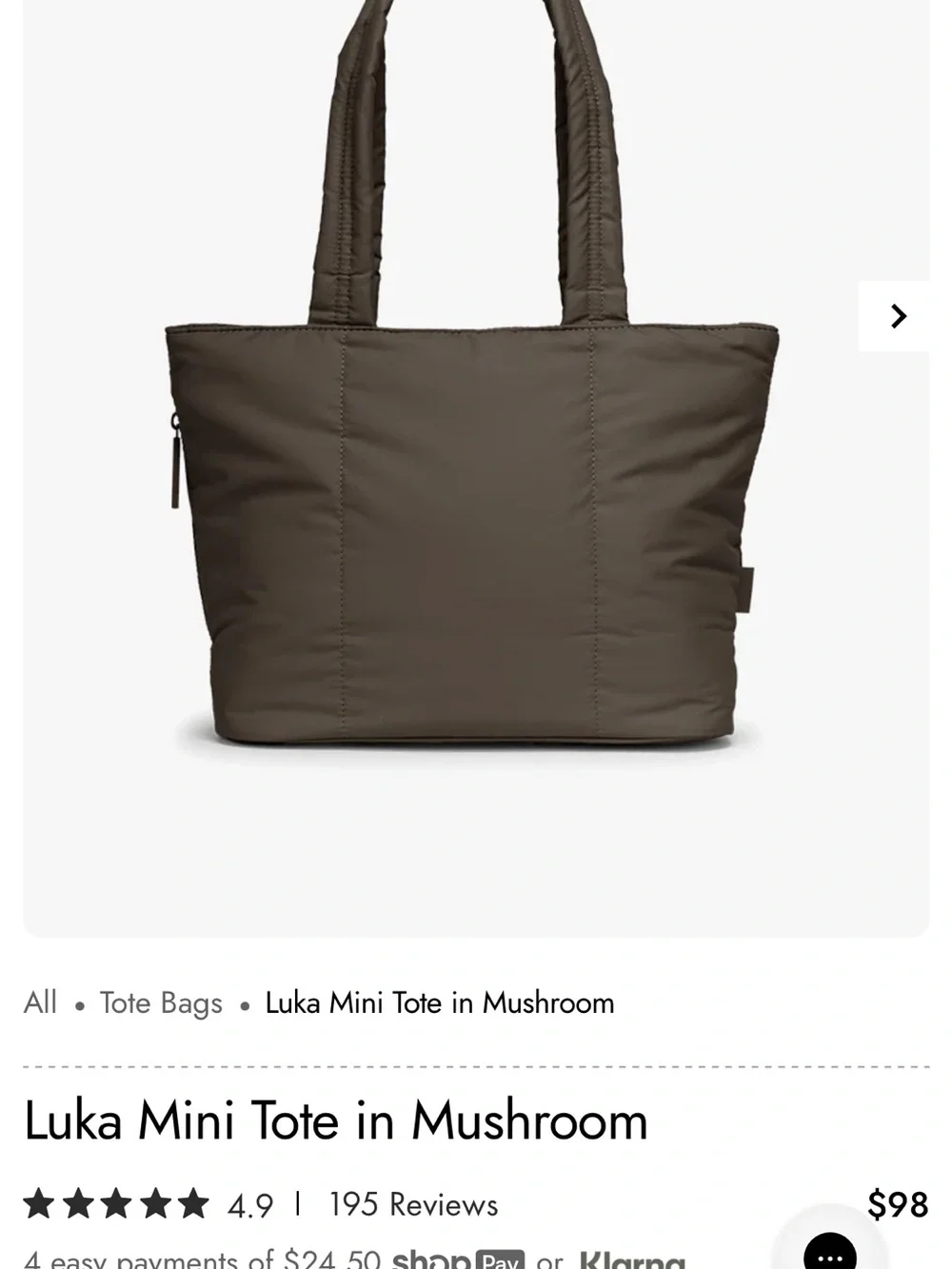NWT Calpak Luka Mini Tote in Mushroom